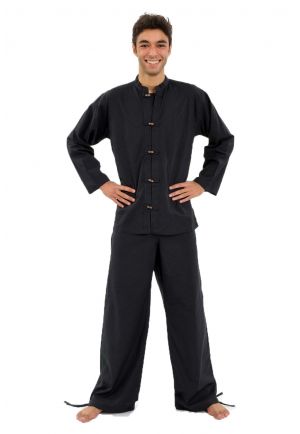 Chemise noire Rodi coco et col mao