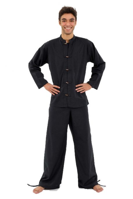 Chemise noire Rodi coco et col mao