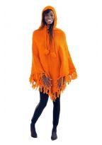Pancho pure laine douce du Nepal orange