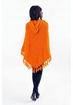 Pancho pure laine douce du Nepal orange