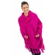 Poncho pure laine douce du Nepal rose indien