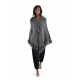 Poncho pure laine douce du Nepal gris fonce