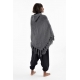 Poncho pure laine douce du Nepal gris fonce