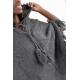 Poncho pure laine douce du Nepal gris fonce
