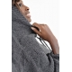 Poncho pure laine douce du Nepal gris fonce