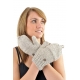 Gants mitaines moufles gris chine clair pure laine et polaire douce