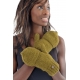 Gants mitaines moufles kaki clair pure laine et polaire douce