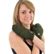 Gants mitaines moufles vert kaki pure laine et polaire douce