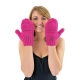 Gants mitaines moufles rose indien pure laine et polaire douce