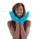 Gants mitaines moufles bleu turquoise pure laine et polaire douce