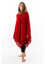 Pancho rouge pure laine douce du Nepal
