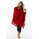 Pancho rouge pure laine douce du Nepal