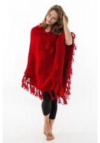 Pancho rouge pure laine douce du Nepal