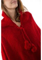 Pancho rouge pure laine douce du Nepal