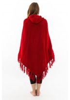 Pancho rouge pure laine douce du Nepal