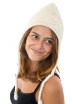 Bonnet creme pure laine et polaire douce du Nepal