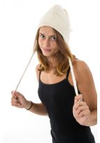 Bonnet creme pure laine et polaire douce du Nepal