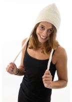 Bonnet creme pure laine et polaire douce du Nepal