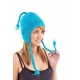 Bonnet bleu turquoise pure laine et polaire douce du Nepal