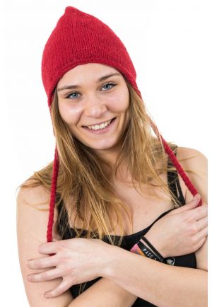Bonnet rouge pure laine et polaire douce du Nepal