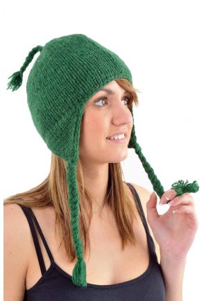 Bonnet vert anglais pure laine et polaire douce du Nepal