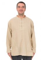 Chemise homme asiatique col mao beige chanvre