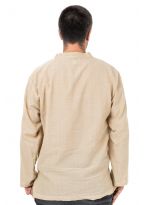 Chemise homme asiatique col mao beige chanvre