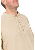 Chemise homme asiatique col mao beige chanvre