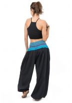 Pantalon sarouel femme indian chic sari turquoise et or
