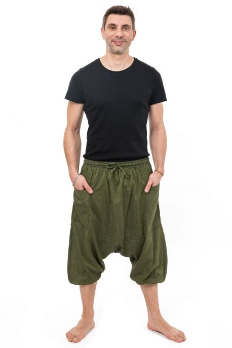 Sarouel trois quarts bermuda homme Kaki Cool