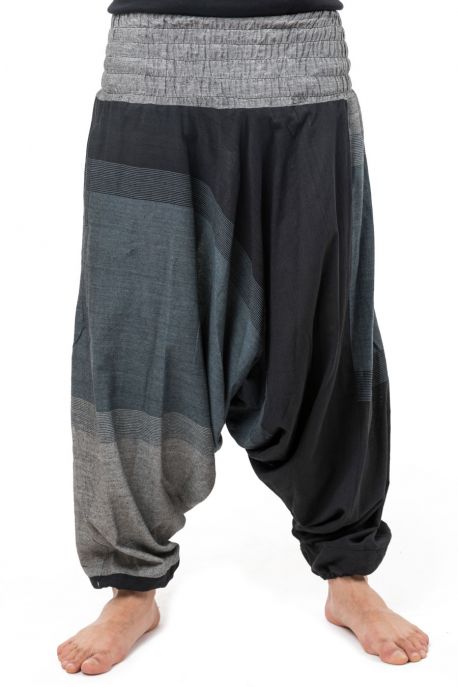 Sarouel homme style baba zen noir gris Tigah