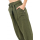 Pantalon droit basic ethnic ceinture amovible kaki