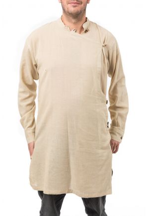 Chemise tunique homme kurta beige chanvre