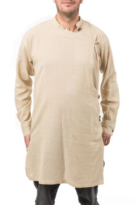 Chemise tunique homme kurta beige chanvre