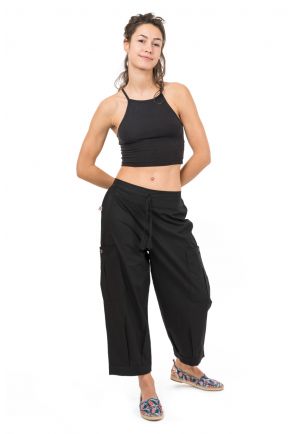 Pantalon midi pantacourt cargo noir Balah