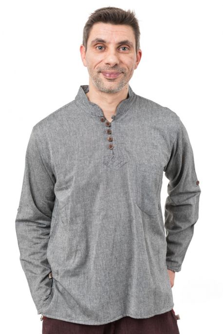 Chemise ethnique col mao manches modulables Thaloh