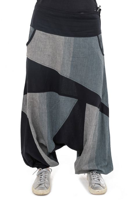 Sarouel homme ethnic graphic noir gris Patanga