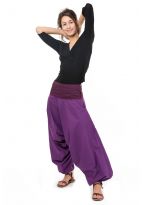Sarouel ethnique femme print geometrique violet Khela