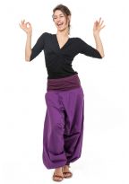 Sarouel ethnique femme print geometrique violet Khela
