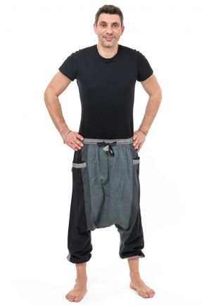 Sarouel bermuda long zen cool mixte noir gris Timroh