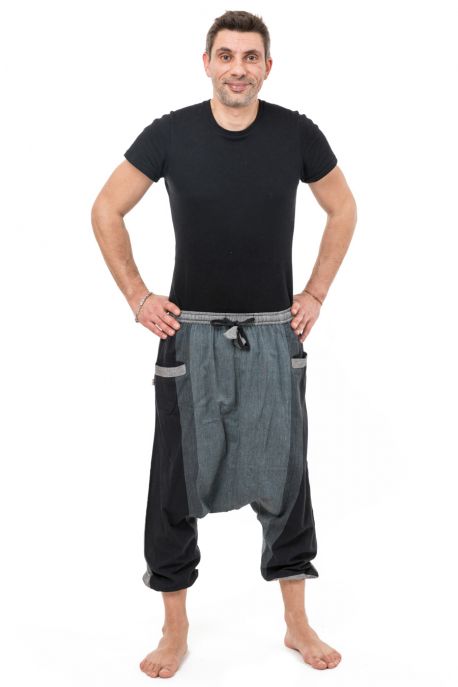 Sarouel bermuda long zen cool mixte noir gris Timroh
