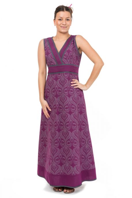 Robe longue imprime ethnic chic Purple rain
