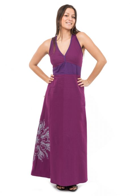 Robe longue dos croise et print original Kesata