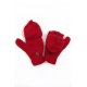 Moufles mitaines rouge uni pure laine et polaire douce