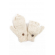 Moufles mitaines creme uni pure laine et polaire douce