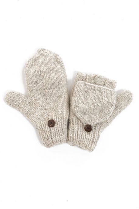 Moufles mitaines gris chine clair pure laine et polaire douce