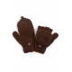 Moufles mitaines marron clair pure laine et polaire douce