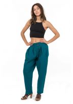 Pantalon carotte bouffant femme bleu vert Priscilla