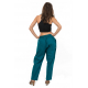 Pantalon carotte bouffant femme bleu vert Priscilla