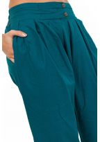 Pantalon carotte bouffant femme bleu vert Priscilla